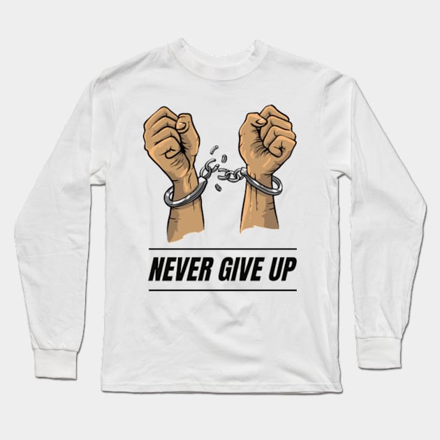 Never Give Up Long Sleeve T-Shirt by Aspectartworks